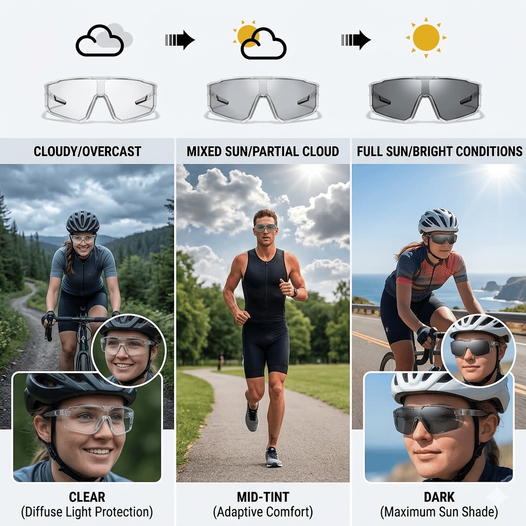 UV400 Photochromic Polarized Safety Glasses - Impact Resistant Outdoor Sports and Work Eyewear
